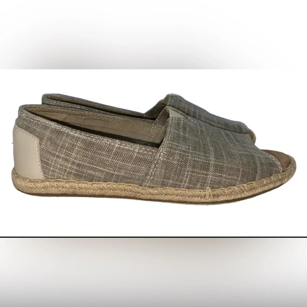 TOMS Women’s Alpargata Flats Open Toe Natural Metallic Beige Size W5